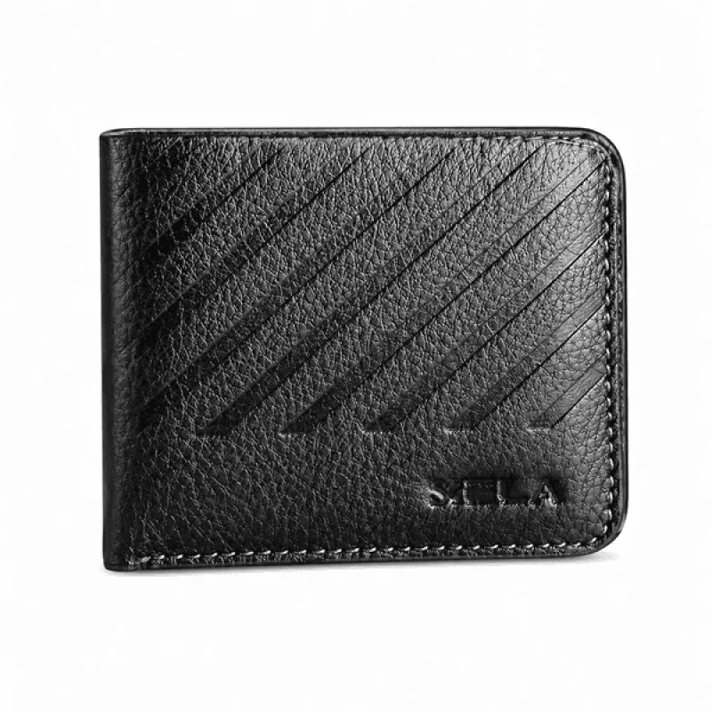 Premium Men's Pure Leather Wallet – Black Embossed Design